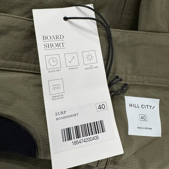Hill City Surp Boardshort Mens Size 40 Green Nylon Spandex Swim NWT SS-1820 - Picture 6 of 10